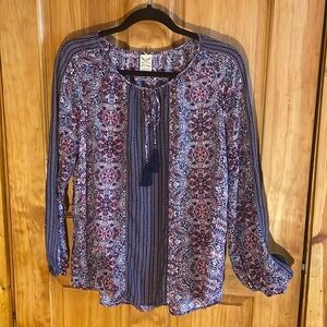 ☄️2for $14 SaLE💫Faded Glory Peasant Top, EUC, Sz Lg
